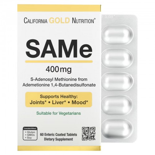 California Gold Nutrition, SAMe (бутандисульфонат), 400 мг, 60 таблеток, покрытых кишечнорастворимой оболочкой